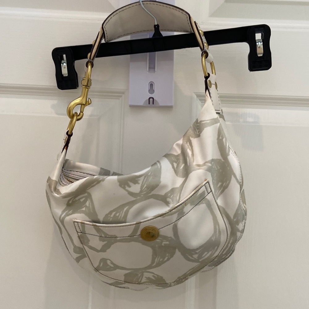 Coach white and grey bag with gold hardware